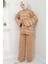 Yarım Balıkçı Yaka Çizgili Triko Takım Camel HM2553 4