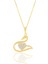 Gümüş Altın Yaldızlı Zirkon Taşlı Kalpli Kuğu Kolye SGTL11027GOLD 1