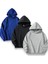 Unisex 3'lü Siyah Gri Lacivert Kapüşonlu Kanguru Cepli Oversize Sweatshirt 1