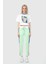 Baskılı Triko Bant Detaylı Crop Ekru T-Shirt 1