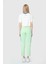 Baskılı Triko Bant Detaylı Crop Ekru T-Shirt 3