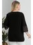 Trend Kadın Omuz ve Kol Ucu Pul Payet Işleme Dekolteli Truvakar Kol Yan Yırtmaç V Yaka Esnek Bluz Siyah 5