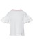 Kırmızı Dikiş Detaylı Fırfır Kollu Yakası Işlemeli Ribana Yaka Beyaz Tshirt 5