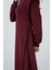 Dik Yaka Uzun Kollu Midi Boy Sweat Örme Bordo Spor Elbise 3