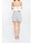 Dantel Detaylı Cep Kenarları Boncuk Işlemeli Gri Şort 4