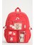 Kawaii Kore Tarzı Okul Çantası Aksesuarlı Kız Çocuk ve Erkek Çocuk Sırt Çantası Kırmızı 1