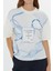 Mavi Çizgi Desenli Kısa Kollu Ekru Tshirt 2