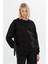 Kelebek Baskılı Siyah Uzun Kollu Sweatshirt 1