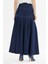 Pileli Lacivert Denim Etek 5