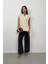 V Yaka Bej Oversize Süveter 1