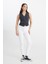 Skinny Fit Dar Kesim Yüksek Bel Çok Dar Paça Forever Fit Kırık Beyaz Jean Kot Pantolon 1