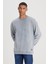 Loose Fit Rahat Kesim Bisiklet Yaka %100 Pamuk Gri Sweatshirt 1