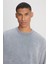 Loose Fit Rahat Kesim Bisiklet Yaka %100 Pamuk Gri Sweatshirt 4