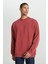 Loose Fit Rahat Kesim Bisiklet Yaka %100 Pamuk Gül Kurusu Sweatshirt 1
