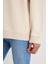 Loose Fit Rahat Kesim Bisiklet Yaka %100 Pamuk Ekru Sweatshirt 4