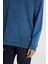 Loose Fit Rahat Kesim Bisiklet Yaka %100 Pamuk İndigo Sweatshirt 4