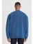 Loose Fit Rahat Kesim Bisiklet Yaka %100 Pamuk İndigo Sweatshirt 5