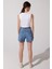 Stella Regular Fit Normal Kesim Yükek Bel Mavi Esnek Jean Kot Şort 6