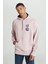 Loose Fit Rahat Kesim Kapüşonlu İçi Polarlı Sırt Baskılı Lila Sweatshirt 3