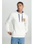 Regular Fit Normal Kesim Kapüşonlu Şardonlu İndigo Sweatshirt 1