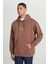 Loose Fit Rahat Kesim Kapüşonlu İçi Polarlı Sırt Baskılı Mor Sweatshirt 4