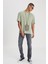Loose Fit Rahat Kesim Bisiklet Yaka Mint Yeşili Tişört 2