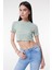 Slim Fit Dar Kesim Bisiklet Yaka Kısa Kollu Crop Renkli Esnek Tişört 2