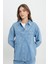 Relaxed Fit Geniş Kesim %100 Pamuk İndigo Jean Denim Gömlek 7