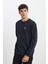 Regular Fit %100 Pamuk Bisiklet Yaka Siyah Şardonlu Sweatshirt 1