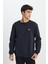 Regular Fit %100 Pamuk Bisiklet Yaka Siyah Şardonlu Sweatshirt 2