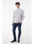 Regular Fit Normal Kesim %100 Pamuk Bisiklet Yaka İçi Polarlı Gri Melanj Sweatshirt 2