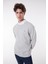 Regular Fit Normal Kesim %100 Pamuk Bisiklet Yaka İçi Polarlı Gri Melanj Sweatshirt 4