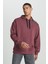 Loose Fit Rahat Kesim Kapüşonlu İçi Polarlı Sırt Baskılı Bordo Sweatshirt 1