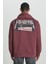 Loose Fit Rahat Kesim Kapüşonlu İçi Polarlı Sırt Baskılı Bordo Sweatshirt 2