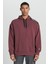 Loose Fit Rahat Kesim Kapüşonlu İçi Polarlı Sırt Baskılı Bordo Sweatshirt 4