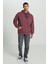 Loose Fit Rahat Kesim Kapüşonlu İçi Polarlı Sırt Baskılı Bordo Sweatshirt 5