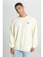 Relaxed Fit Geniş Kesim %100 Pamuk Bisiklet Yaka Şardonlu Antrasit Sweatshirt 1