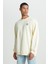 Relaxed Fit Geniş Kesim %100 Pamuk Bisiklet Yaka Şardonlu Antrasit Sweatshirt 2