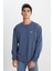 Regular Fit Normal Kesim %100 Pamuk Bisiklet Yaka İçi Polarlı Bordo Sweatshirt 3