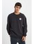 Relaxed Fit Geniş Kesim %100 Pamuk Bisiklet Yaka Şardonlu Antrasit Sweatshirt 1