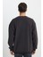 Relaxed Fit Geniş Kesim %100 Pamuk Bisiklet Yaka Şardonlu Antrasit Sweatshirt 5