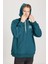 Loose Fit Rahat Kesim Kapüşonlu İçi Polarlı Yeşil Sweatshirt 2