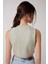 Slim Fit Dar Kesim Bisiklet Yaka Kolsuz Crop Desenli Tişört 6