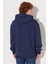 Loose Fit Rahat Kesim Kapüşonlu Şardonlu İndigo Sweatshirt 6