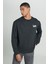 Regular Fit Normal Kesim Bisiklet Yaka Şardonlu Logolu Siyah Sweatshirt 3