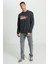 Regular Fit Normal Kesim Bisiklet Yaka Şardonlu Siyah Sweatshirt 3