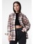 Oversize Fit Geniş Kesim Ekose Krem Pembe Şardonlu Uzun Kollu Gömlek 1