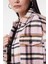 Oversize Fit Geniş Kesim Ekose Krem Pembe Şardonlu Uzun Kollu Gömlek 4