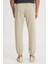 Slim Fit Dar Kesim Normal Bel Dar Paça Açık Yeşil Jogger Pantolon 5