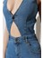 Regular Fit Normal Kesim Normal Bel Geniş Paça Kolsuz Açık Mavi Esnek Jean Tulum 5